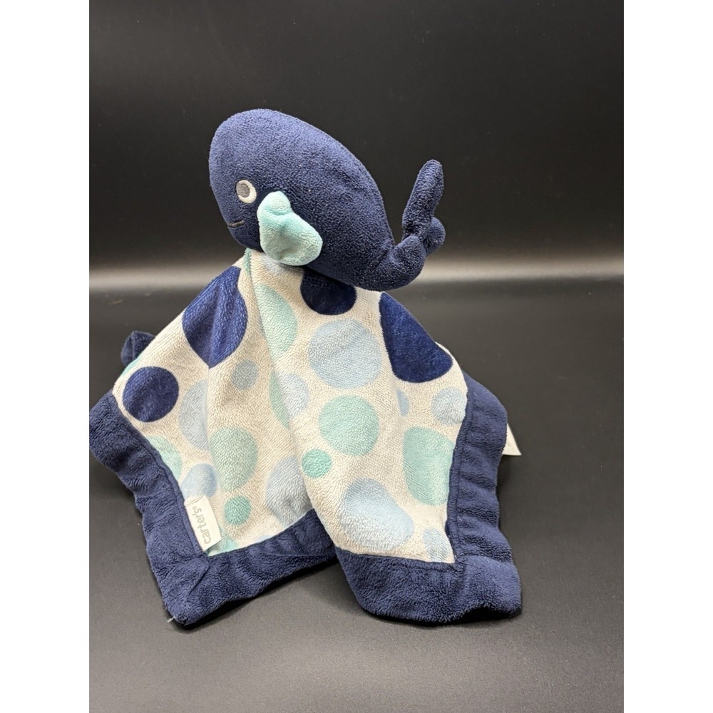 Carter's Whale Lovey Plush Baby Blanket Stuffed Animal Toy Blue 2016 Polka Dots - Picture 5 of 9